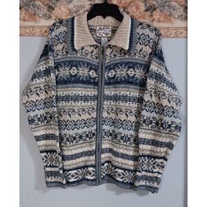 Heirloom Collectibles Medium Vintage Zip Up Classic Cottage Country Sweater.